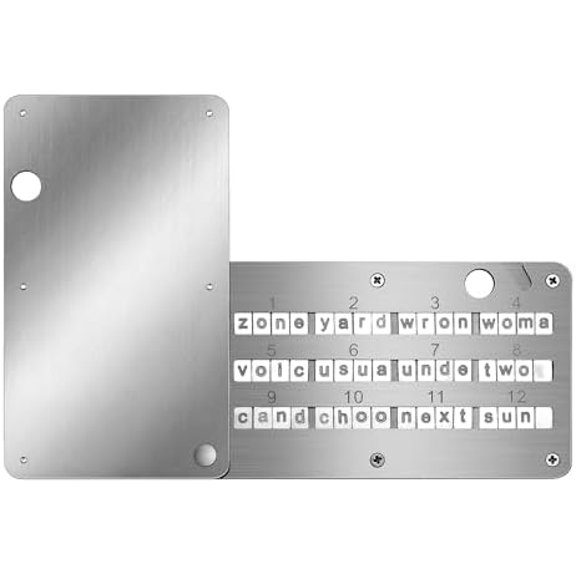 Crypto Seed Phrase Storage, Stainless Steel Bitcoin Seed Plates Seed Phrase Backup Cold Storage, Supports up to 24 Words$$Office