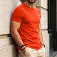 thumbnail image 4 of Uwinwear Men's Athletic Washed T-Shirts Basic Crew Neck Tees Tops Causal Distressed Cotton T Shirts Summer Breathable Tees,Orange,XL, 4 of 6