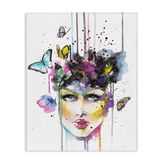 Stupell Industries Contemporary Abstract Female Butterfly Portrait Canvas Art, 24 x 30, by Elisaveta Stoilova