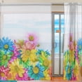 thumbnail image 2 of FREEAMG Rainbow Colorful Flower Daisies Sheer Curtains Window Voile Panels Drapes Tulle Curtains Semi Sheer Curtains 78 Inches Long for Living Room Bedroom, Set of 2, 2 of 4