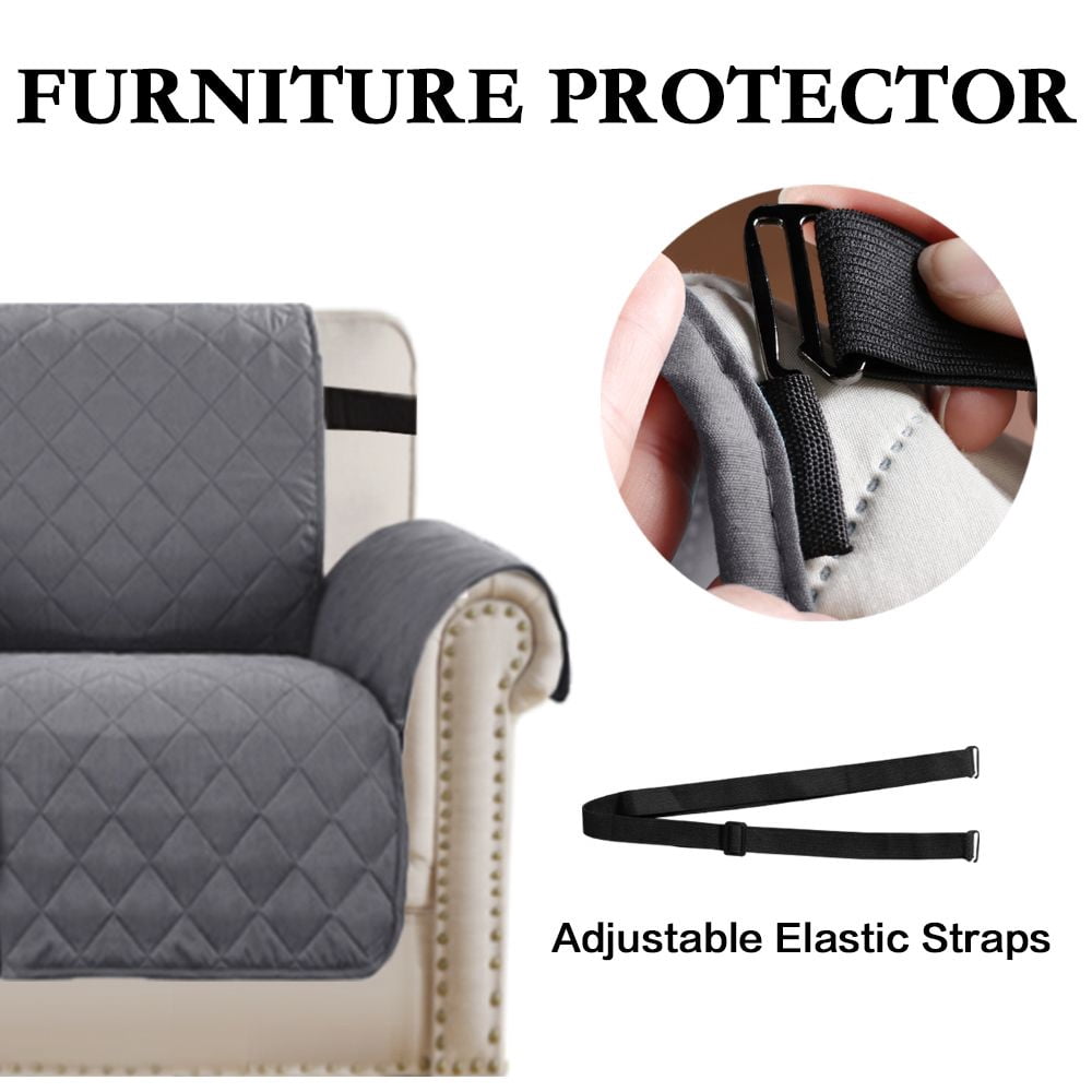 Sofa Slipcover for Dogs Pets&Kids, Durable Pet Cover for Sofa with Elastic Strap(79" x 68", Grey/Beige)