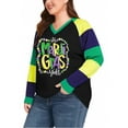 thumbnail image 3 of MOUSYA Mardi Gras Shirts for Women,Fat Tuesday Carnival New Orleans Party Long Sleeve Plus Size Tops, 3 of 5