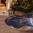 thumbnail image 6 of Daiia Purple Moon Cat Drawing Merry Christmas Tree Skirt , Xmas Large Lace-up Tree Skirt, Santa Snowflakes Rustic Home Decorations New Year Party Farmhouse Decor-30", 6 of 7