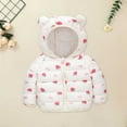 thumbnail image 2 of Mercatoo Winter Coat Toddler Baby Girl Boy Strawberry Print Bear Hood Puffer Jacket Light Zip Up Down Padded Jacket Coat, 2 of 4