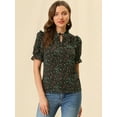 thumbnail image 4 of Unique Bargains Blouse Décontractée à Manches Courtes à Volants et Col Noué pour Femmes, 4 of 6