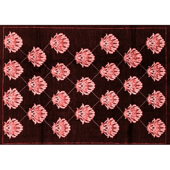 Ahgly Company Indoor Rectangle Abstract Red Modern Area Rugs, 5' x 8'