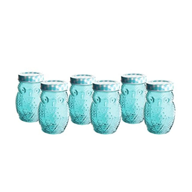 Klikel Decorative Blue Colored Owl Vintage Jelly Jam Jars