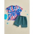 thumbnail image 5 of Baby Boys Shorts Set, Short Sleeve Letters Print T-shirt with Elastic Waist Shorts Summer Outfit for 4th of July, 5 of 10