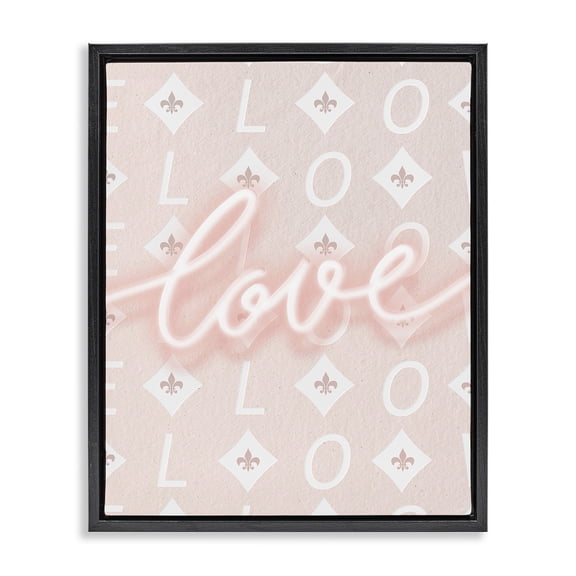 Stupell Industries Glam Pastel Love on Pattern Black Floating Frame Canvas Art, 17 x 21, by Leah Straatsma