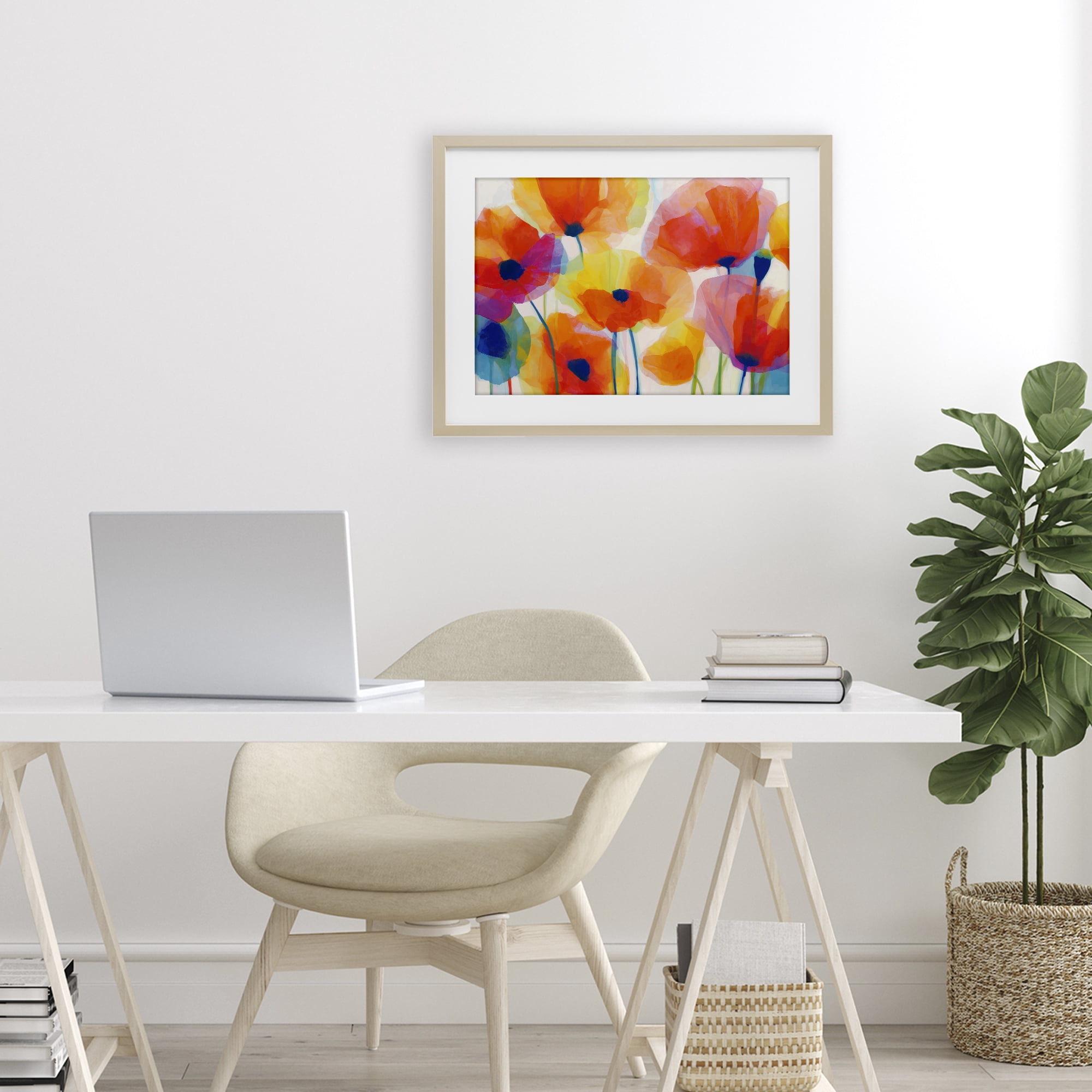 Stupell Industries Poppies At Golden Hour Birch Framed Print Under Glass, design by Chromatic Storm Studio
