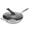 thumbnail image 4 of Fry Pan with Lid Full Screen Beehive Non‑Stick Stainless Steel Wok Kitchen Utensils, 4 of 8