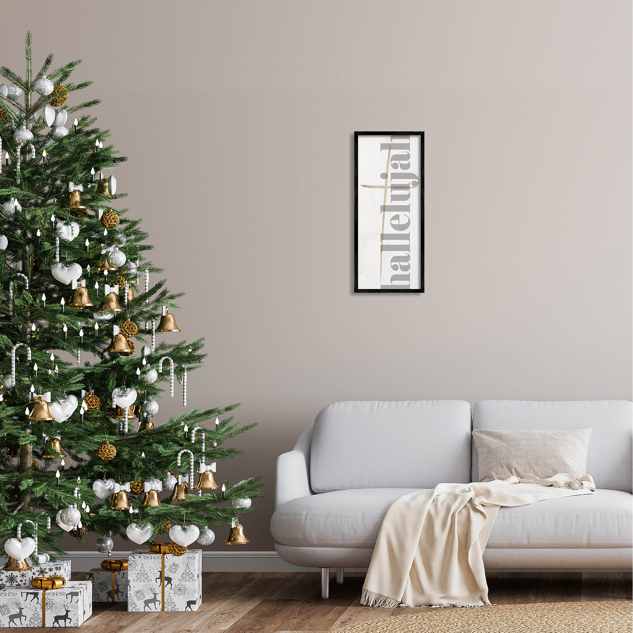 Hallelujah Spiritual Christmas Sign Holiday Graphic Art Black Framed Art Print Wall Art