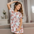 thumbnail image 3 of Balery Tropical Corals Seahorse Camisón de manga corta con cuello redondo para mujer, cómodo y elegante., 3 of 6