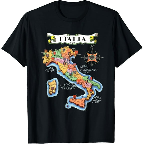 Italy Map Illustration Souvenir Gift Italian Tee Italia T-Shirt