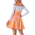 thumbnail image 3 of Faldas de tirantes metálicas Inspire Chic para mujeres, falda A-line de cintura alta para fiestas, color naranja claro, 3 of 5