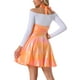 thumbnail image 3 of Faldas de tirantes metálicas Inspire Chic para mujeres, falda A-line de cintura alta, XL, naranja claro, 3 of 5