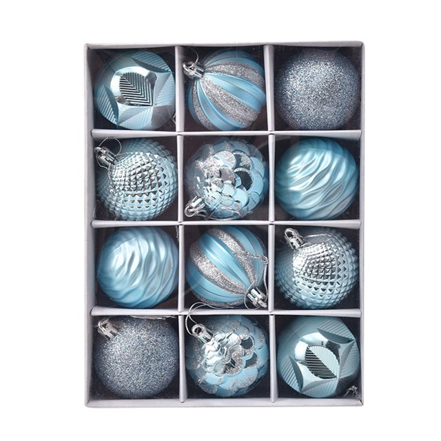Christmas Tree Decorations Set 12-Piece Shatterproof Plastic Ornament Balls 6 cm Diameter with Hooks and Rope for Holiday Display