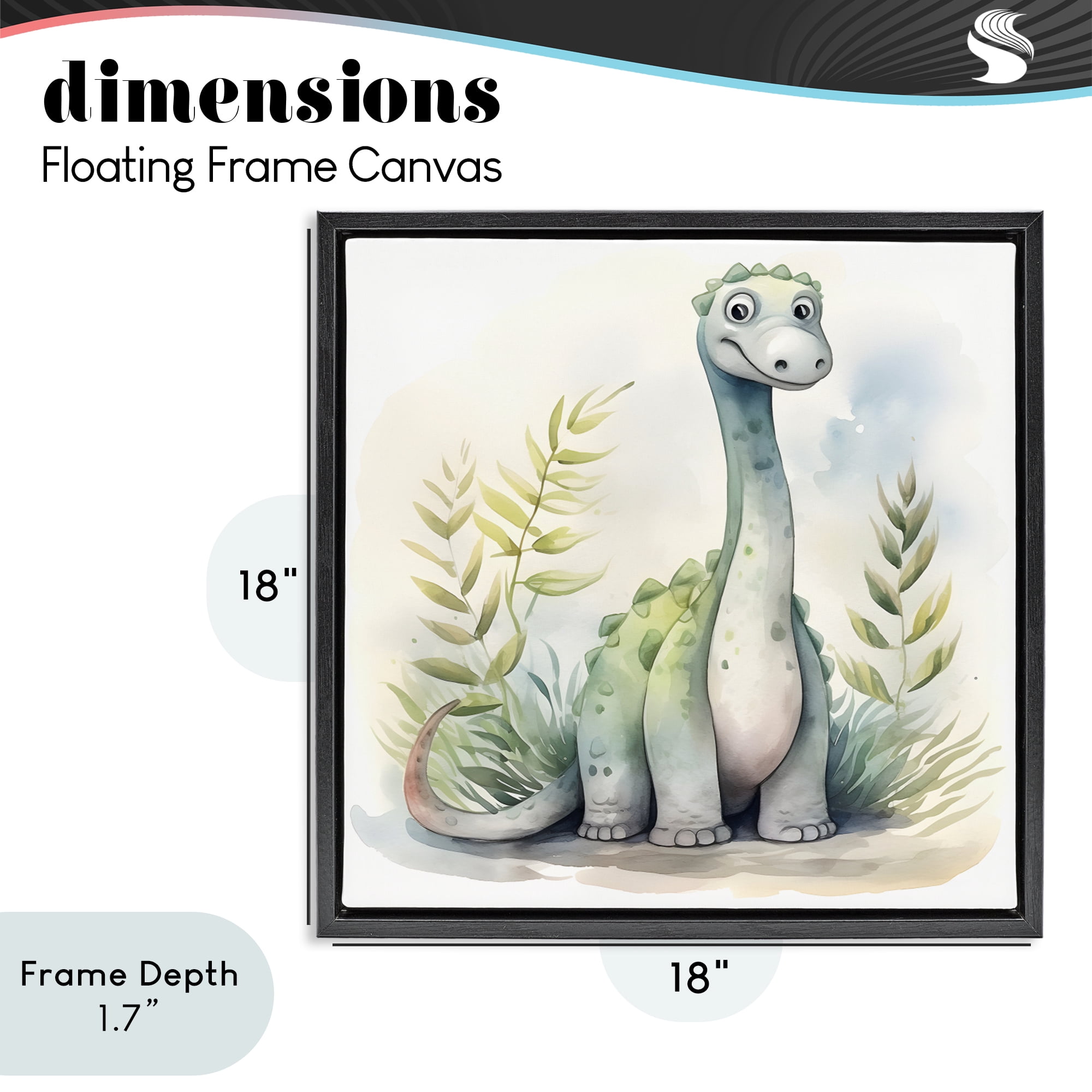 Stupell Industries Crafty Critters Dino Black Framed Floater Canvas Wall Art, design by Steve Hunziker