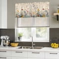 thumbnail image 4 of Spring Floral Curtain Valances for Windows, Kitchen Valance Window Treatments Panel 2 Pack, Beige Watercolor Botanical Rod Pocket Short Curtains for Bathroom Bedroom 54 x 18 Inch, 4 of 8