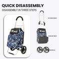 thumbnail image 3 of 2 in 1 Shopping Carts for Groceries,Collapsible Grocery Cart On Wheels,Folding Hand Truck Trolley Dolly,SB010 Blue Lilies, 3 of 7