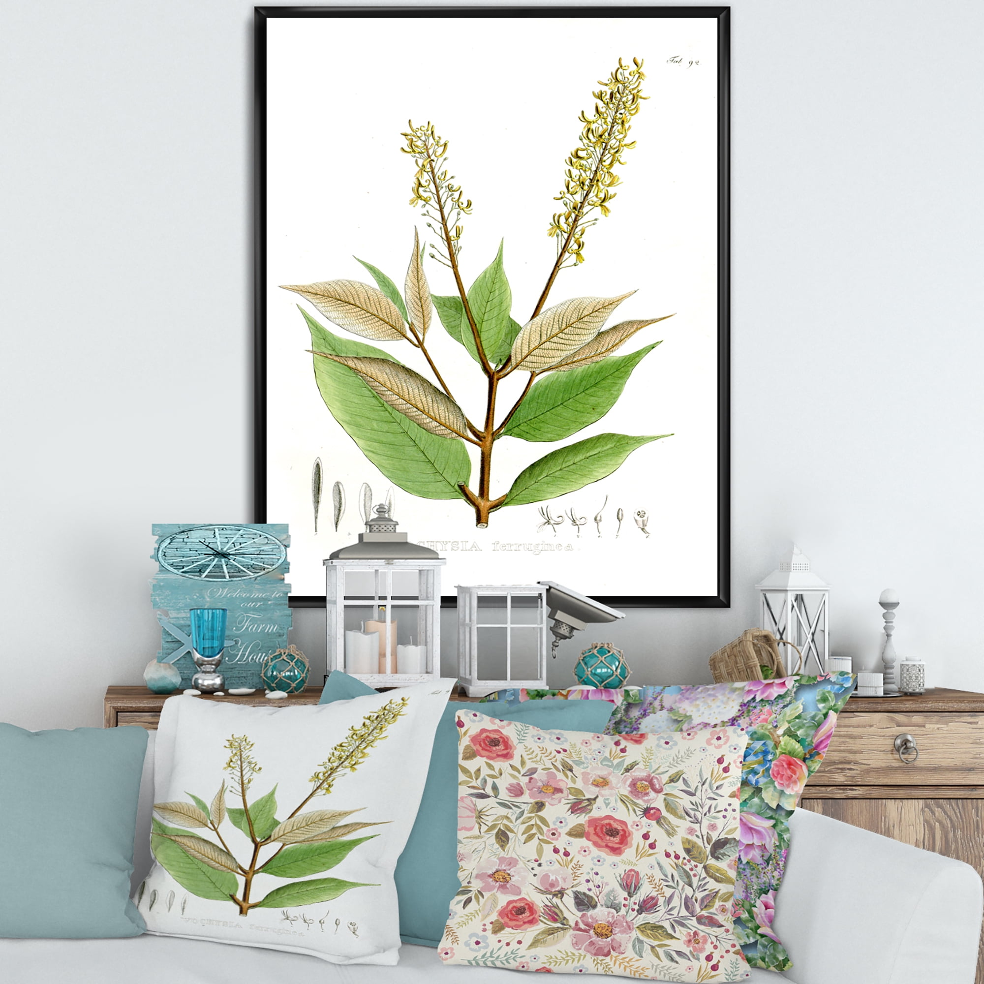 Ancient Brazilian Plant V 12 in x 20 in Framed Painting Canvas Art Print, by Designart