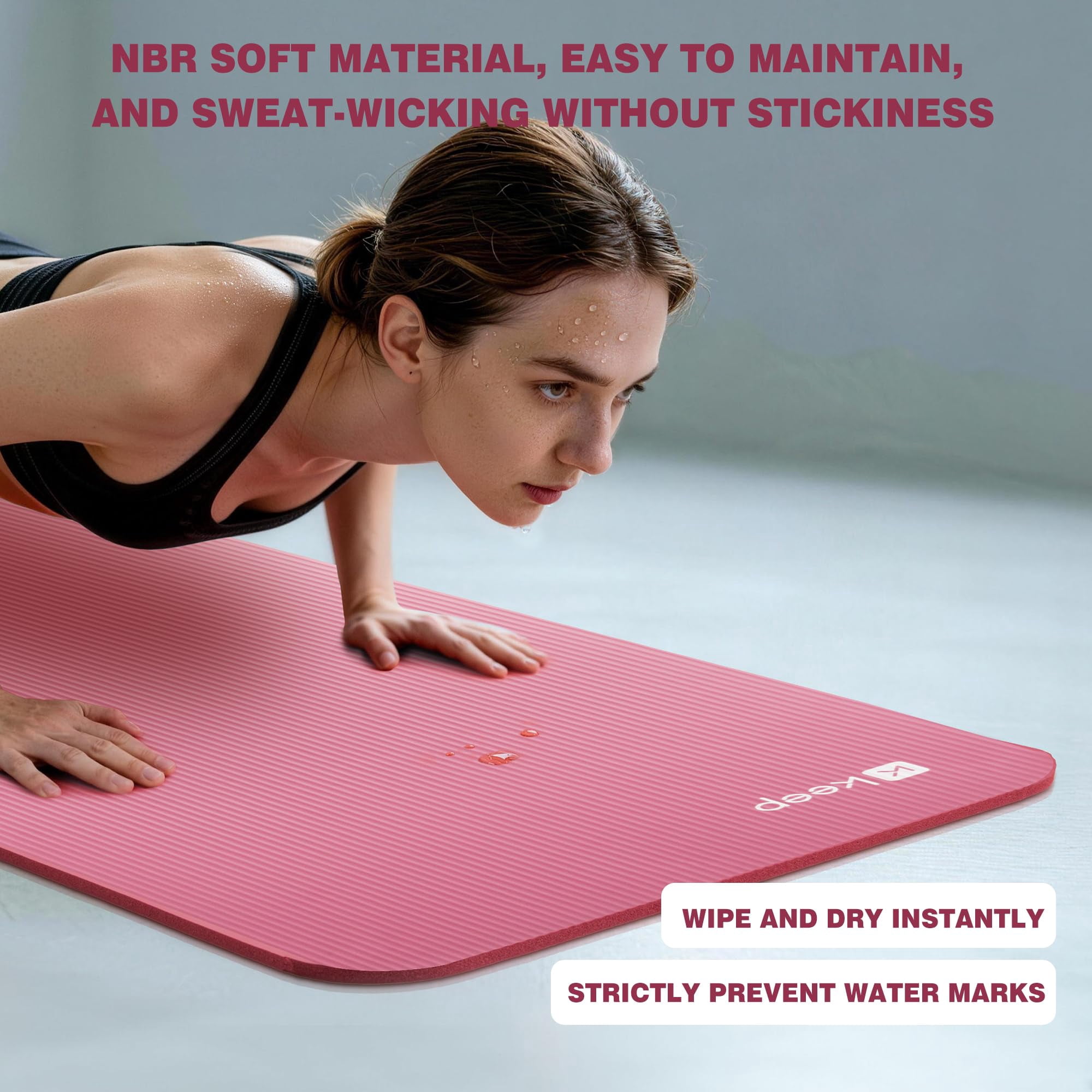 72”x24”x10mm pink NBR yoga mat for exercise pilates stretching meditation