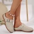 thumbnail image 4 of Hoshose New Summer Slide Wedge Slipper for Women Closed Toe Hollow Out Casual Outdoor Slip on Platform Slippers Soft Soled, 4 of 8