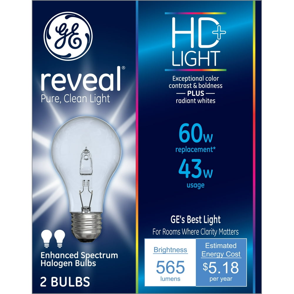 General Electric Reveal Clear Bulb 60w 2 CT