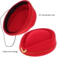 thumbnail image 3 of Miangastore Chapeau d'Hôtesse d'Air en Laine Rouge pour Femmes pour Performance sur Scène Lot de 1, 3 of 8