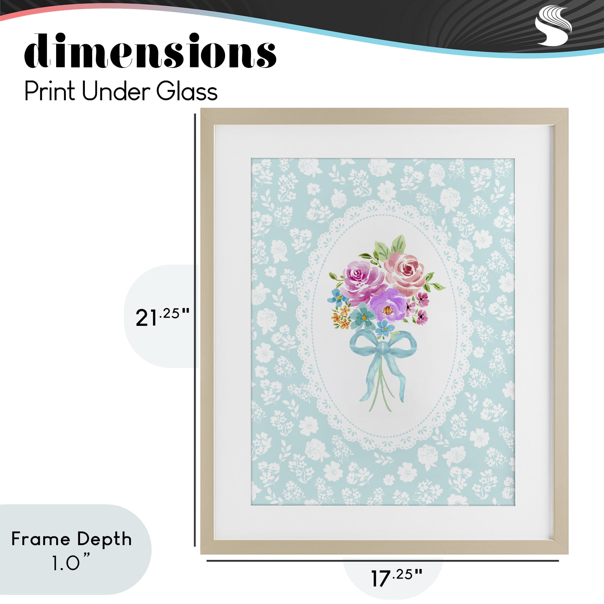 Stupell Industries Aqua Feminine Bouquet Birch Framed Print Under Glass, design by Corinne Haig