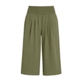 thumbnail image 7 of ATOYSOY Womens Smocked Waist Culottes Elastic High Waist Cropped Wide Leg Pants Casual Summer Capris For Beach And Vacation, 7 of 7