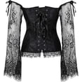 thumbnail image 3 of Corsets for Women Princess Renaissance Corset Lace Ruched Sleeves Elegant Overbust, 3 of 4