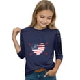 thumbnail image 4 of CCRFTGI American 4th of July Tops for Child Girls Size 8 USA Shirts Funny 3/4 Sleeve 1776-2026 American Flag Heart Summer Independence Day Teen Girl Clothes Tee Shirt Navy 11-12 Years, 4 of 5