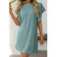 thumbnail image 3 of Chic and Casual Canton Green Solid Color Mini Dress with Ruffle Sleeves - [ZhiHiMeRi] | (US 12-14)L, 3 of 6
