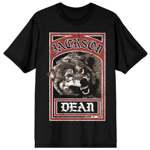 Jackson Dean Coyote Art Adult Black Crew Neck Short Sleeve T-shirt-Medium
