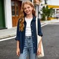 thumbnail image 6 of Ltctricy Unisex Kids Button Down Shirts Collared Dressy Blouses Toddler Long Sleeve Tops for Boys and Girls(Navy,5-6 Years), 6 of 7