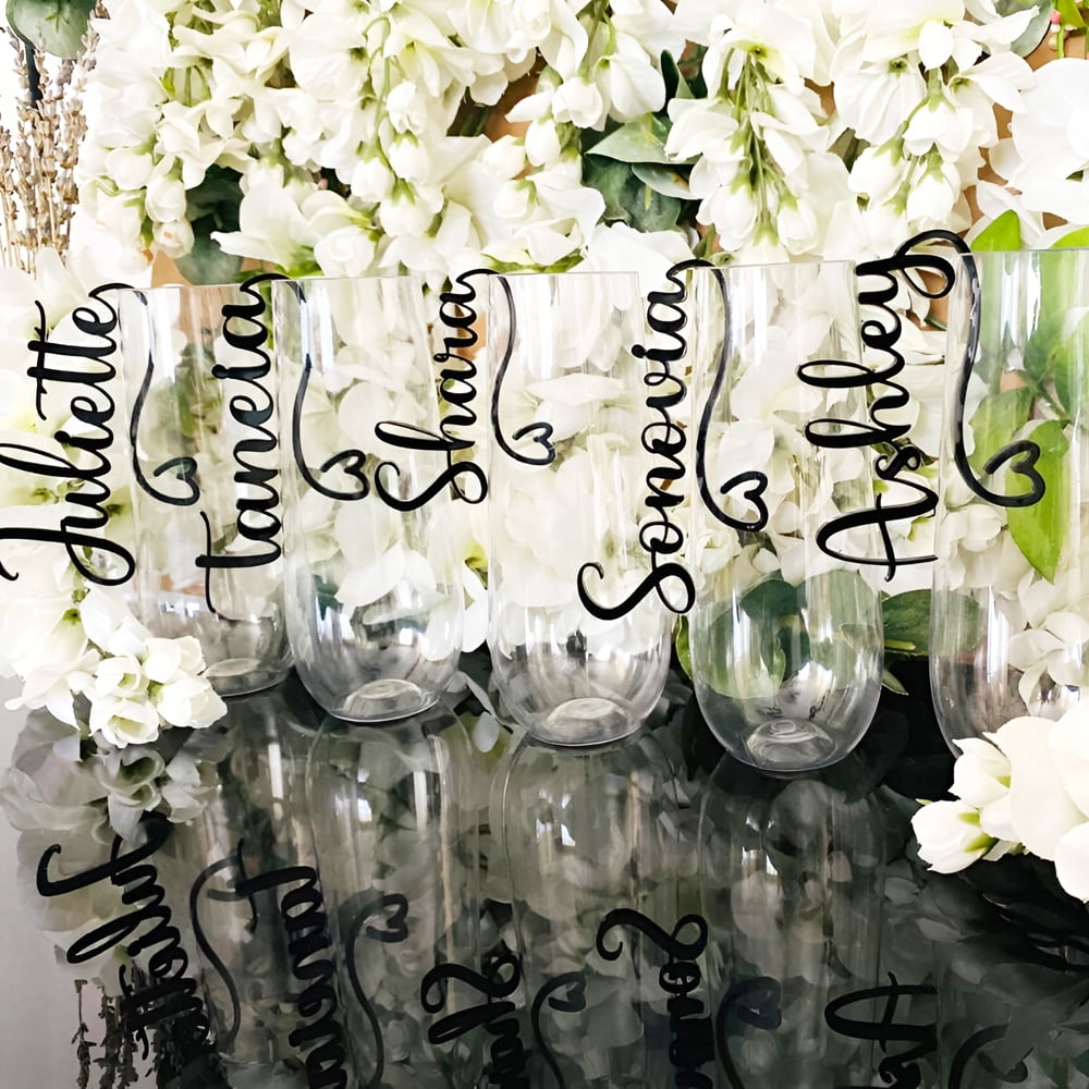 10/50pcs Wedding Name Place Card Personalized Wine Glass Charms