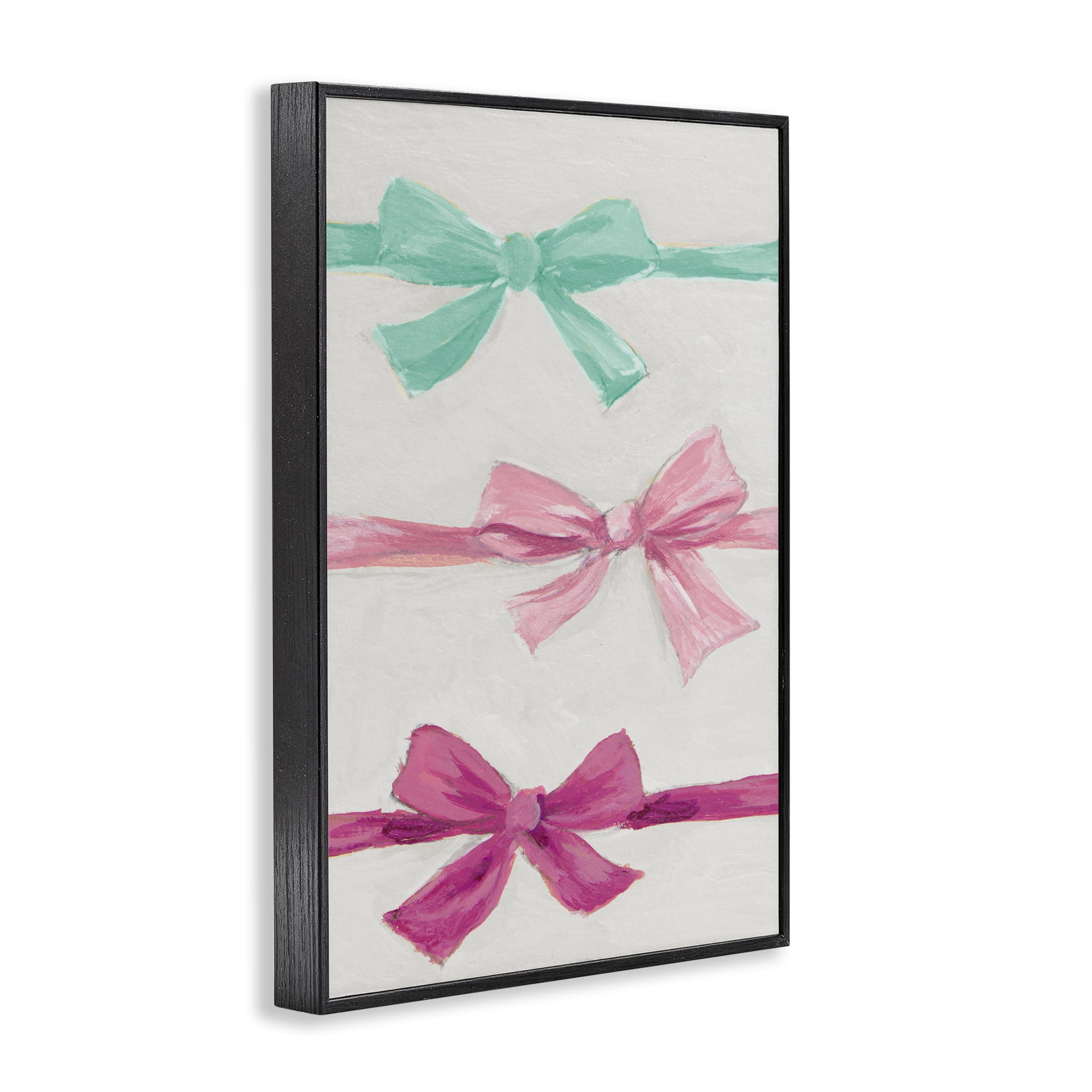 Stupell Industries Ribbon Bows Trio Black Framed Giclee Art, design by Lanie Loreth