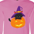 thumbnail image 4 of Inktastic Black Cat, Pumpkin, Cat With Witch Hat, Halloween Long Sleeve T-Shirt, 4 of 5
