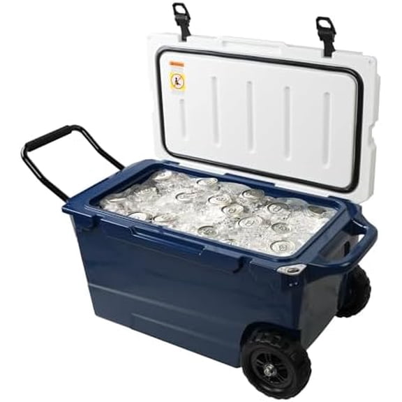 Portable 50 Quart Cooler with Wheels and Handle, Lightweight Ice Chest, Heavy-Duty Hard Cooler for Camping, Fishing & Travel Road Trips, 5-Day Cold Retention$$Sport & Recreation Other