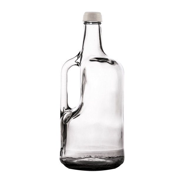 SafePro 1750, 0.75L / 25.4ounce Clear Glass Bottle with Handle and Screw Lid, Vintage Style