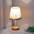 thumbnail image 4 of LED Solid Wood Desk Lamp Linen Fabric Shade USB Stable Base Warm Night Light Indoor Lighting for Bedroom Living Room Home Decoration Study Reading, 4 of 5