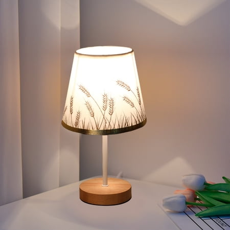 Desk Lamp,Lamps for Night Stands,Lamp for Bedroom,LED Solid Wood Desk Lamp Stable Fabric Study Reading Lamp For Home Decoration Linen Plain Warm Night Light(B 11*6*6in)from ANMUYUM