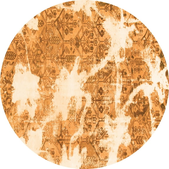Ahgly Company Indoor Round Abstract Orange Modern Area Rugs, 8' Round