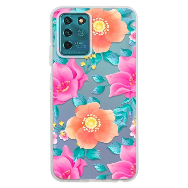 Funda para Blade V30 Vita Flores, Uso Rudo, InstaCase Protector para Blade V30 Vita antigolpes, case Flores Naranjas
