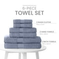 thumbnail image 3 of Martex 6-Piece 100% Ringspun Cotton Towel Set, Quick Dry Soft & Absorbent, Heather Blue, 3 of 8