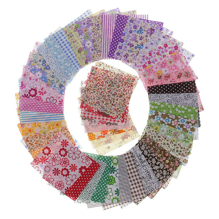 50pcs 8 x 8 inches Multicolor Cotton Fabric Bundle Squares for