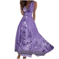 thumbnail image 2 of Fankiway Robe Longue Sans Manches à Col en V Imprimée Mode Printemps/été pour Femmes Robes de Plage Grande Taille pour Femmes, 2 of 5