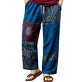 thumbnail image 2 of Tsivenald Linen Pants Men Wide Leg Resort Leisure Trousers Retro Patchwork Ethnic Pattern Wrinkle Resistant Side Pocket Mens Beach Bottoms, 2 of 5