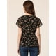 thumbnail image 3 of Blusa envolvente para mujer con estampado floral Allegra K Negro L, 3 of 6